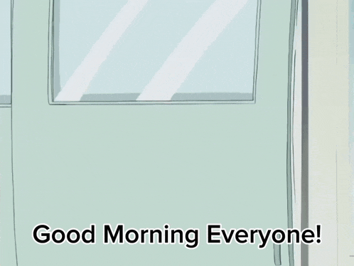 a picture of a girl with her arms in the air and the words good morning everyone
