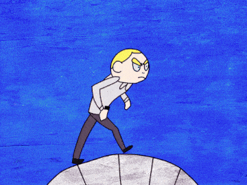 a cartoon drawing of a spiral staircase with a person on it