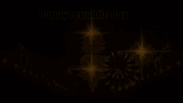 a fireworks display with the words happy independence day in blue letters