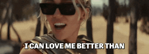 a woman wearing sunglasses is smiling and saying i can love me better than .