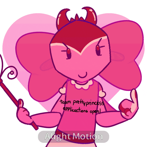 a drawing of a pretty princess with the words " team pretty princess applications open "
