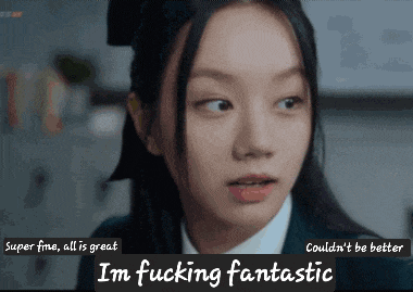 a picture of a girl with the words i 'm fucking fantastic below her