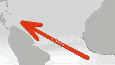 a red arrow points to the word slaves on the map