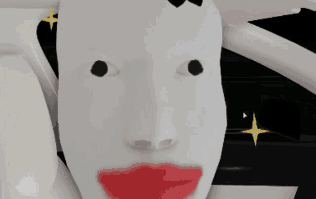 a person in a car with a white mask on their face