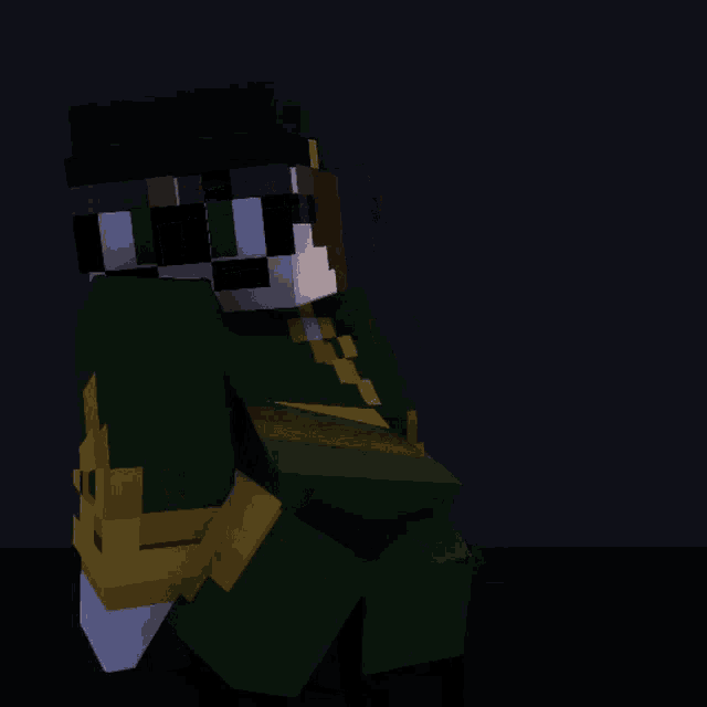 a minecraft character is wearing sunglasses and a black hat