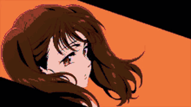 a pixel art drawing of a girl with long hair