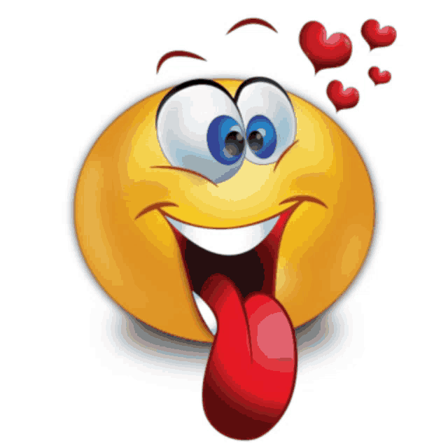 a smiley face with hearts coming out of its eyes