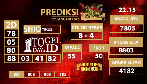 a red and gold poster for prediksi togel day id