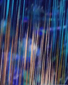 a close up of a painting of a rainbow of colors on a blue background .