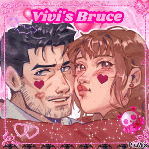 a picture of a man and woman with the words vivi 's bruce