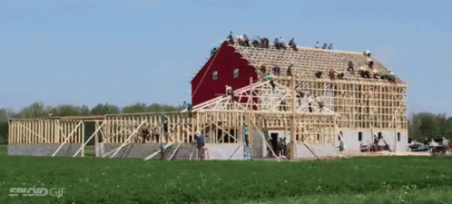 Amish Building Barn GIF - Amish Amish Build Amish Barn GIFs