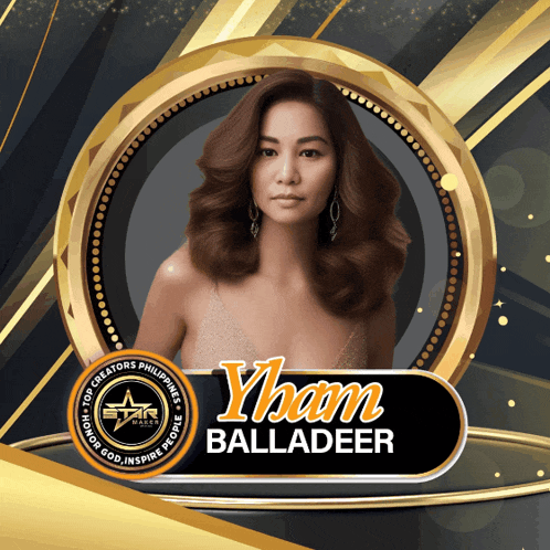 a picture of a woman with the name yham balladeer on it