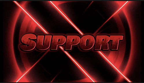 a red and black background with the word support in red letters