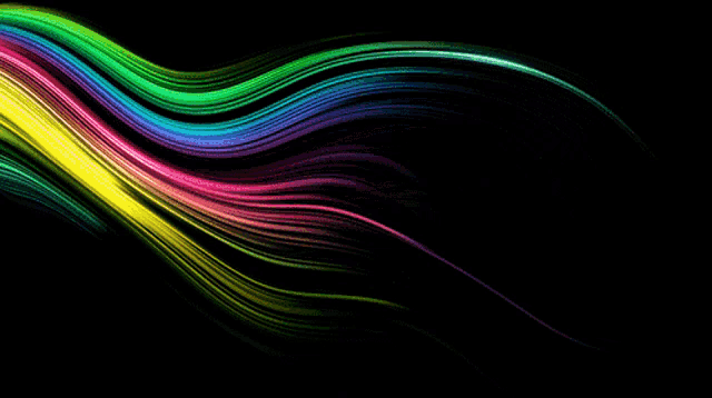 a colorful wave on a black background that looks like a rainbow of colors