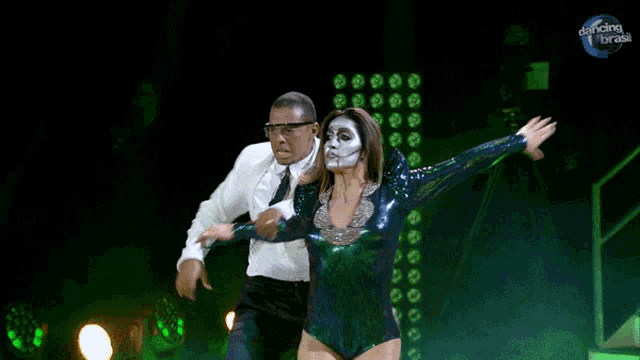 a man and a woman are dancing on a stage with dancing brasil written on the bottom