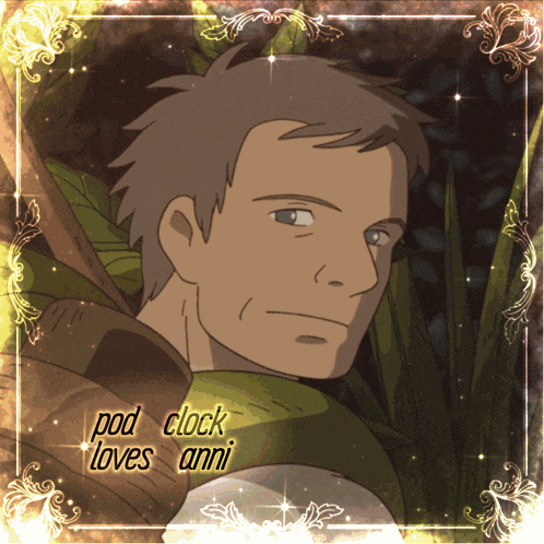 a drawing of a man with the words " pod clock loves anni " on it