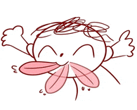 a drawing of a person with their tongue hanging out