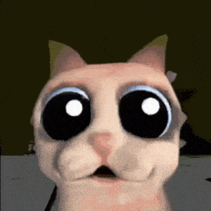 a close up of a cat with big black eyes .