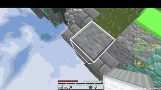 a screenshot of a minecraft game shows a cube in the middle