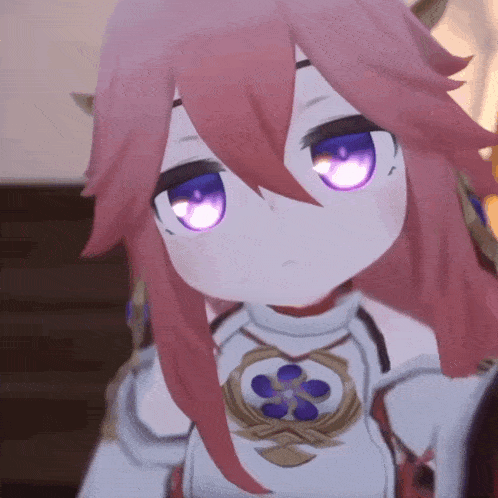 a girl with pink hair and purple eyes is taking a selfie .