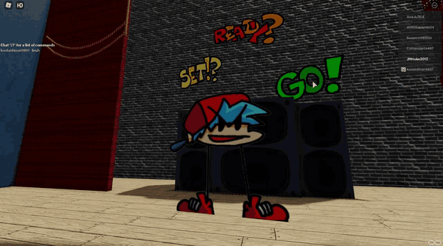a cartoon character is standing in front of a brick wall with the words read go on it