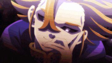 a close up of a person 's face with purple hair