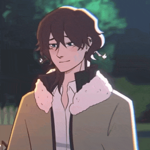 a close up of a cartoon character with brown hair