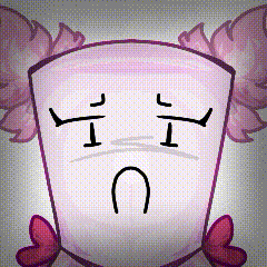 a cartoon drawing of a axolotl with a sad face