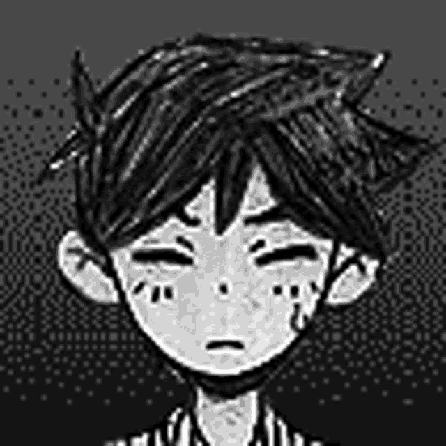 a black and white drawing of a boy with his eyes closed and a cat in his hair .