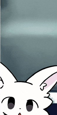 a cartoon drawing of a white cat with the number 3 on its ears