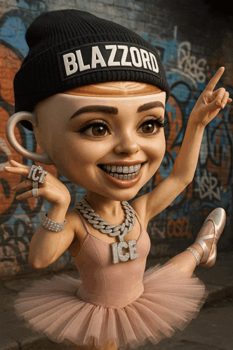 a cartoon character with a beanie that says blazzard