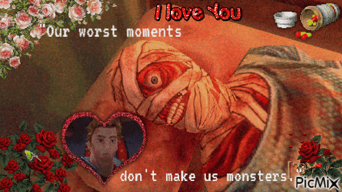 a picture of a monster with the words " i love you " above it