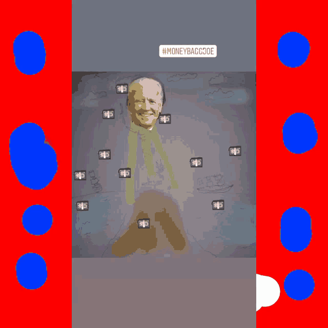 a drawing of joe biden with the hashtag #moneybagjoe on the bottom