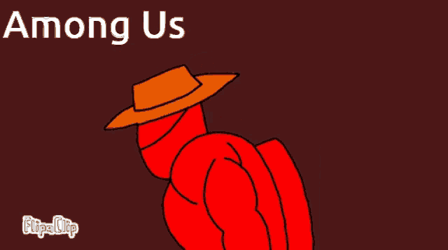 a cartoon of a red among us character wearing a hat