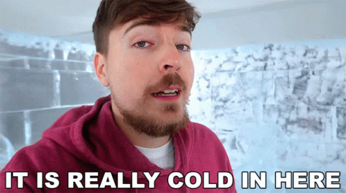 It is Cold gif. It's freezing. Mr Beast gif. It was a cold january