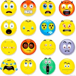 a bunch of smiley faces with different expressions on them