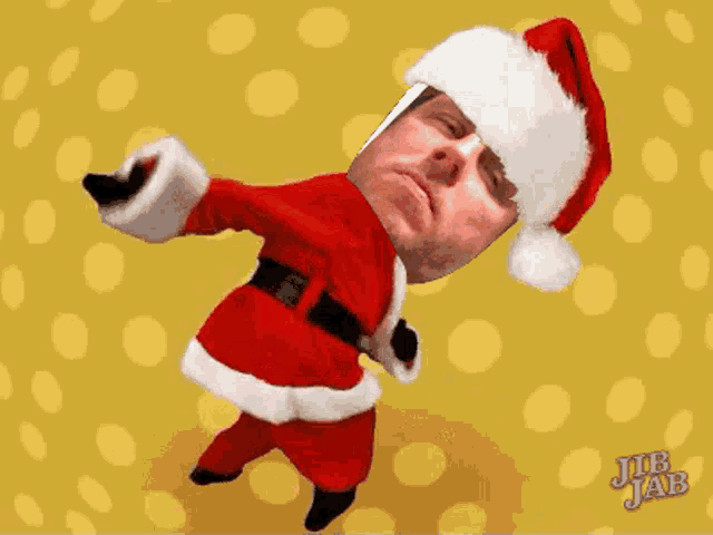 a picture of a man dressed as santa claus with jub jab written below him