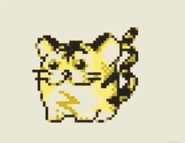 a pixel art drawing of a yellow and black tiger