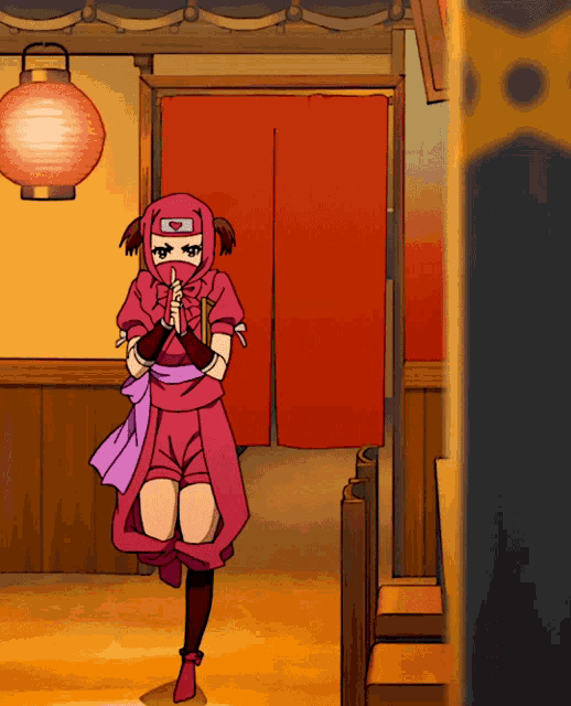 a cartoon of a girl in a pink outfit with a heart on her face