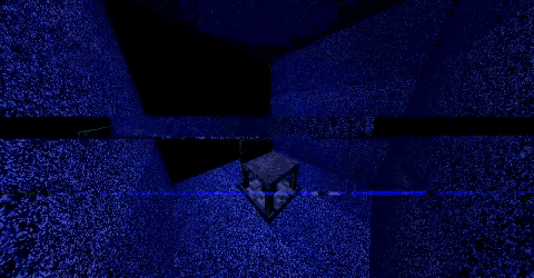 a computer screen shows a chair in a dark room with a blue carpet