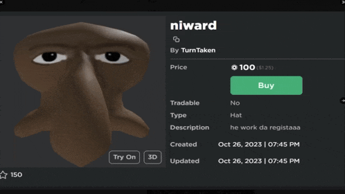 a screenshot of a game called niward with a green buy button