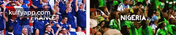 a blurred image of france and nigeria teams