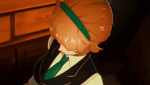 a cartoon character with a green headband has the letters hivna on her head