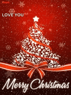 a merry christmas card with a christmas tree made of stars