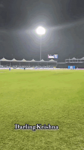 a picture of a cricket field with darling krishna written on the bottom