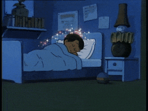a cartoon character 's feet are glowing white and red