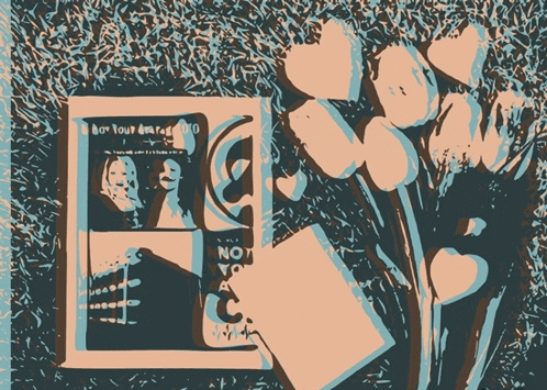 a drawing of flowers and a phone that says boy your girl