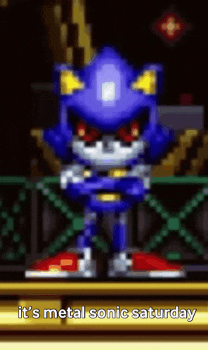 sonic the hedgehog is standing with his arms crossed in a video game .
