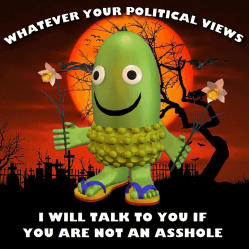 whatever your political view i will talk to you if you are not an asshole with a green cartoon character