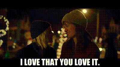 a couple of women standing next to each other and the words i love that you love it